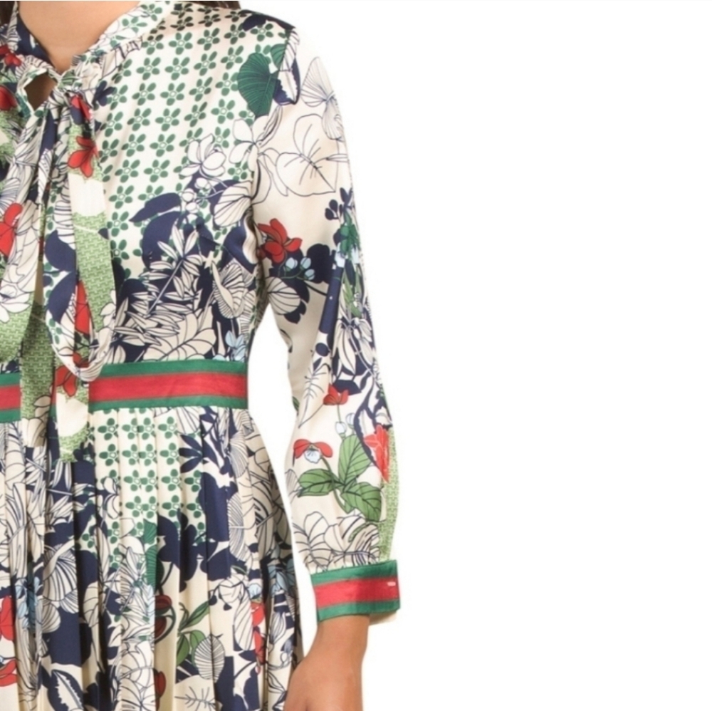 Dalia Macphee Tie Neck Printed Midi Dress. - Picture 9 of 16